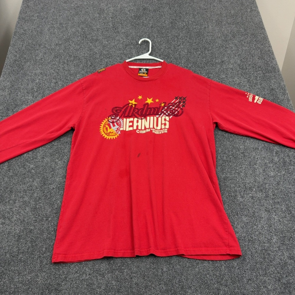 Akademiks Shirt Mens XL Red Cotton Jeanius Navigators Graphic Tee Streetwear Y2K